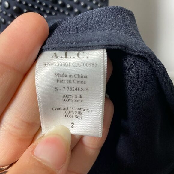 ALC | Silk Studded V-Neck Tank Top Blouse in Black Sz 2 - Picture 12 of 13